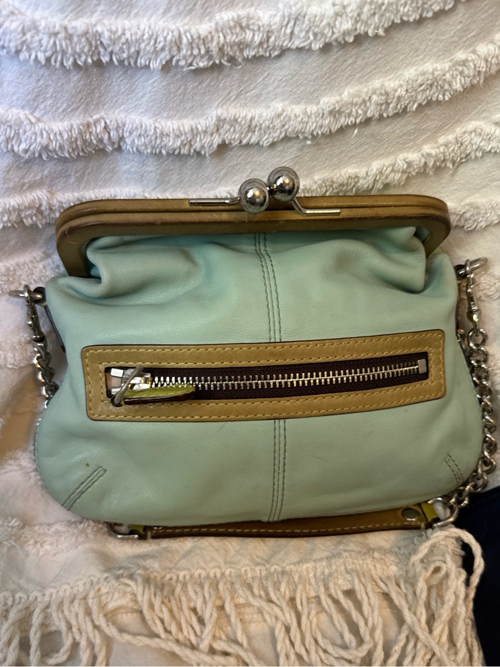 COACH Bonnie Leather Olive Seafoam/Lime Shoulder Bag 13378